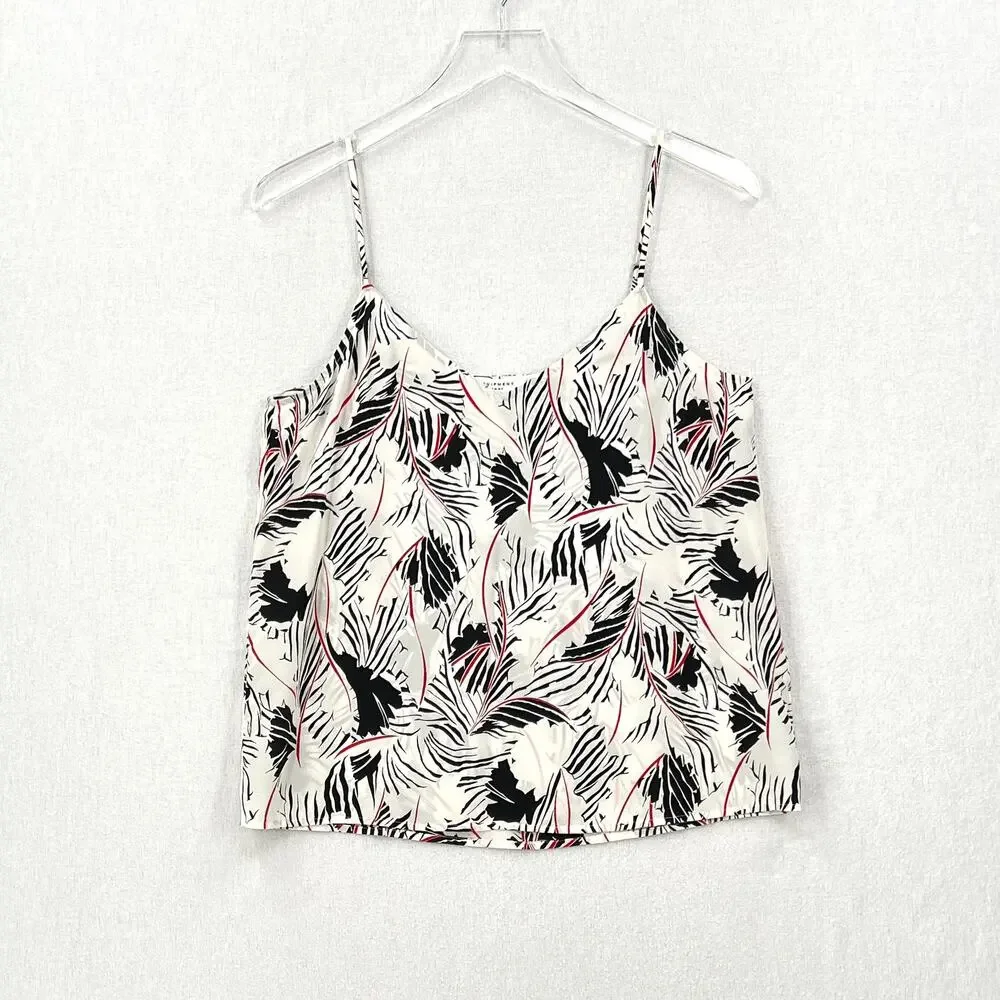 EQUIPMENT Layla Silk Print Cami Womens Small White Black Floral Leaf Print Layer - Picture 3 of 15